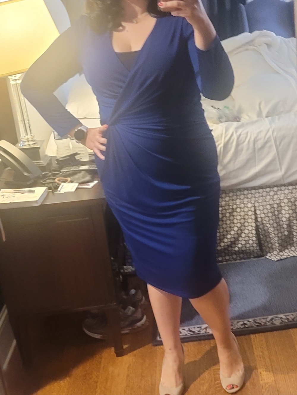 Anne Klein Cobalt Blue Midi Dress with Twist Front